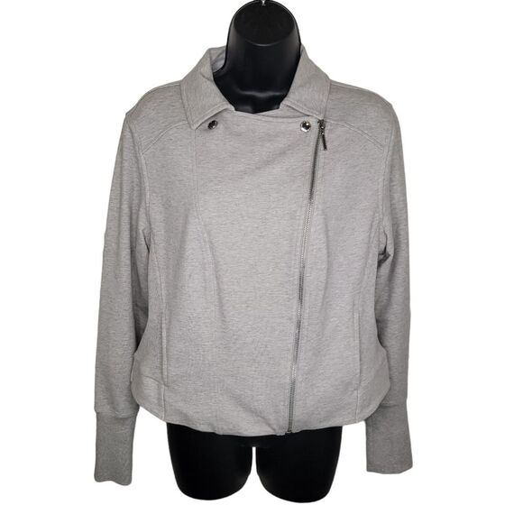 H by Halston crop moto gray jacket size 12 - Picture 1 of 9